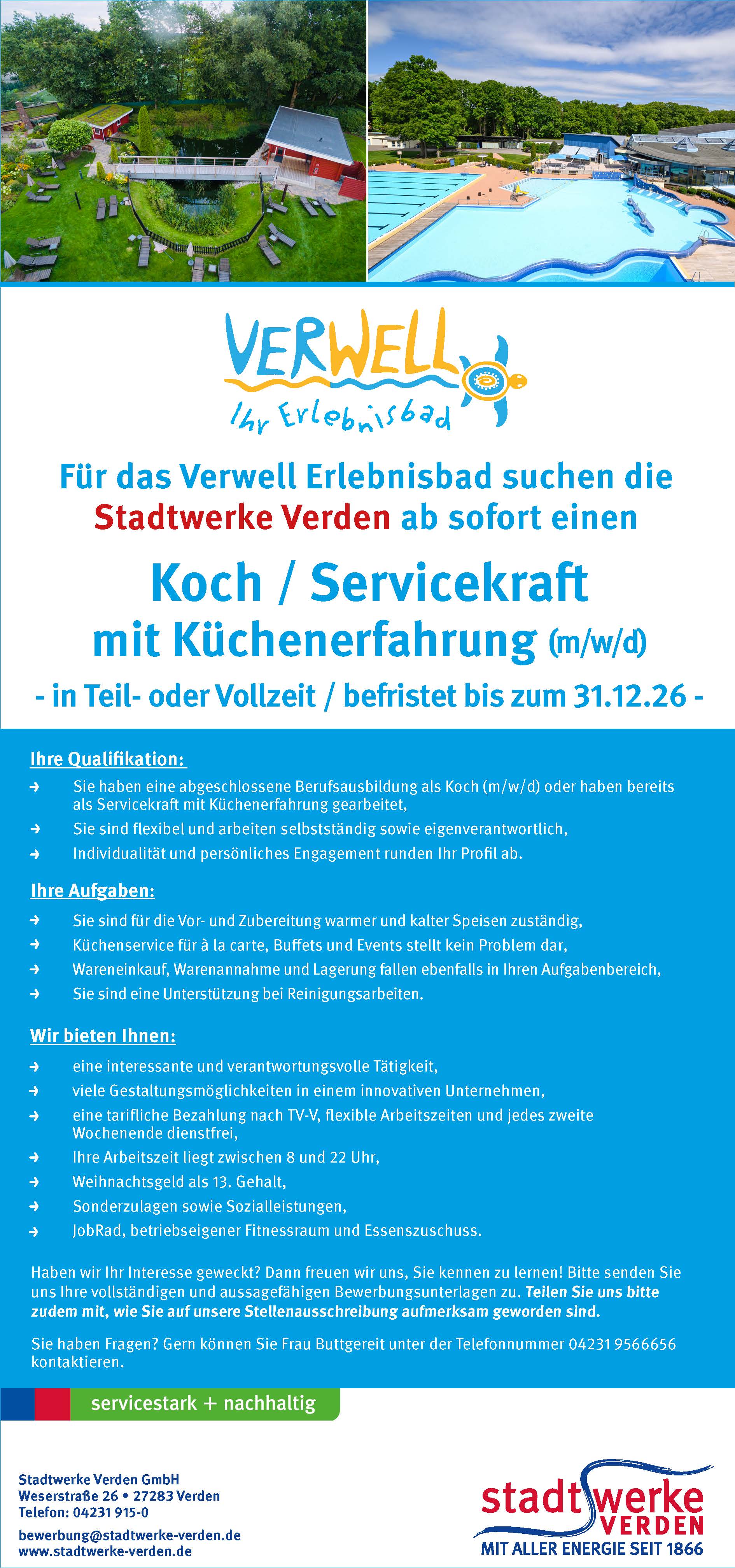 Koch Servicekraft Vollzeit Verwell Oktober 2025jpg