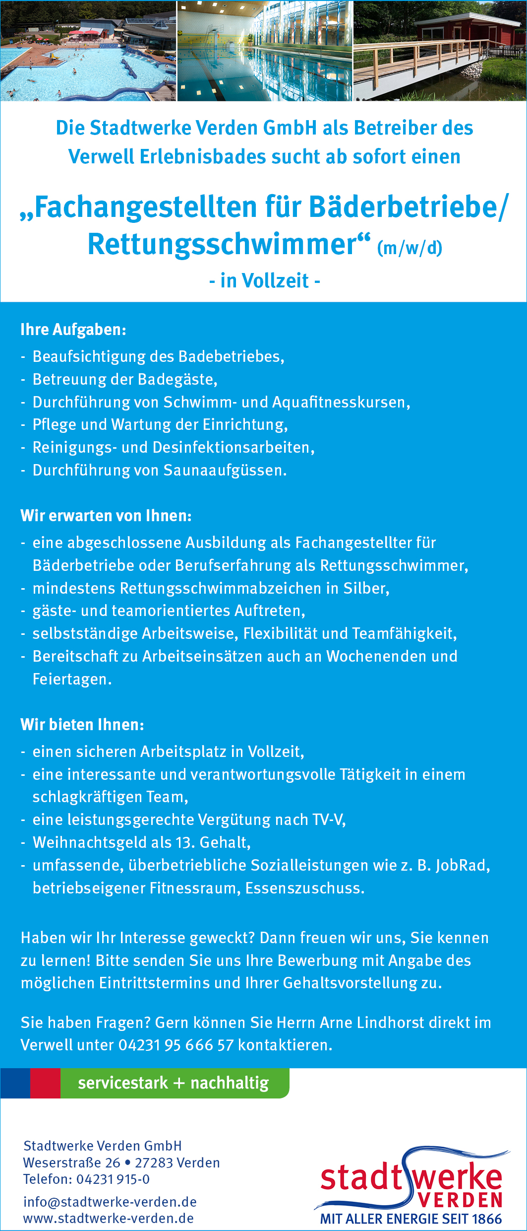 Verwell Erlebnisbad Fachangestellter für Bäderbetriebe HP mit Fotos 